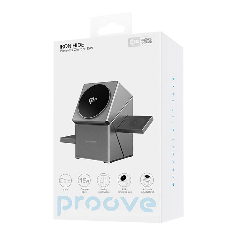 Proove 3-in-1 Automatic Rotating 15W Fast Wireless Charging Station Qi2