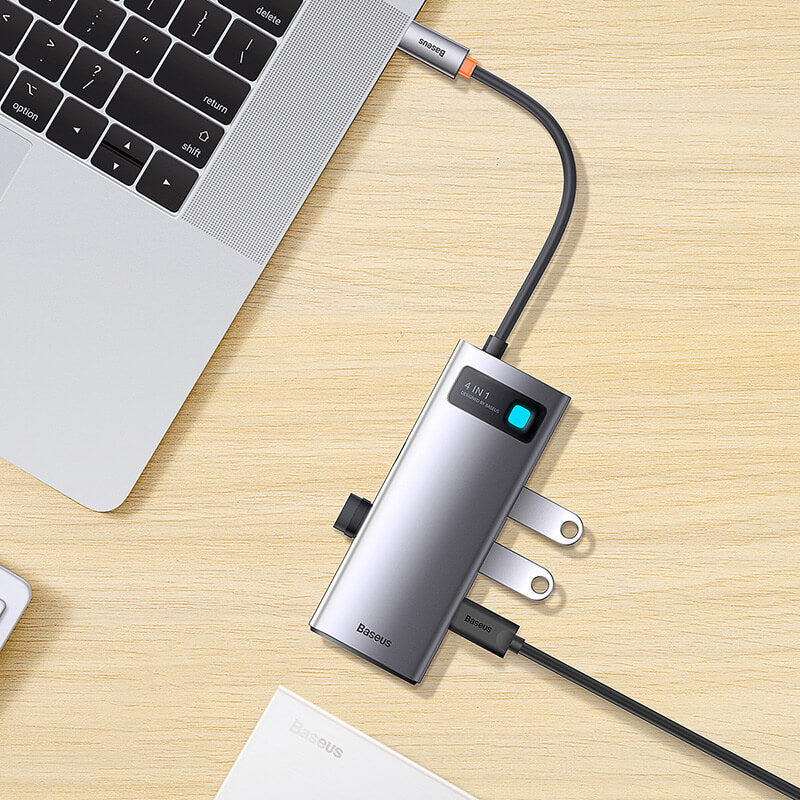 Baseus 4-in-1 Type-C HUB Docking Station Gray(Type-C to USB3.0*3+RJ45*1)