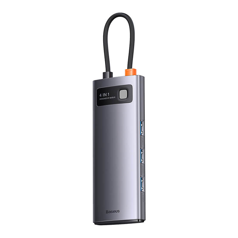 Baseus 4-in-1 Type-C HUB Docking Station Gray(Type-C to USB3.0*3+RJ45*1)