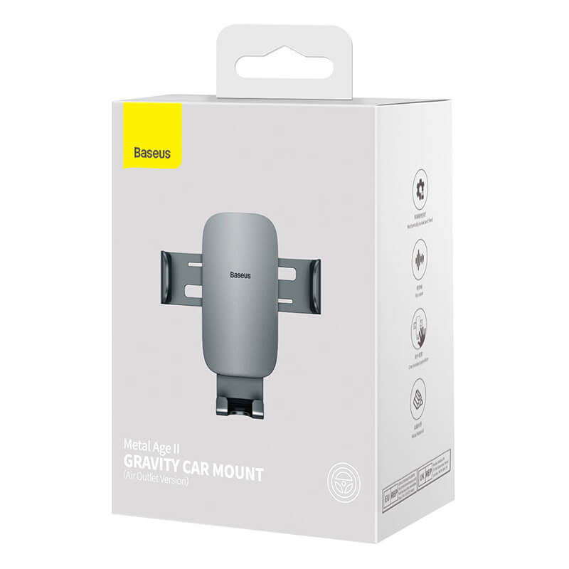 Baseus Metal Age Firm Grasp Gravity Air Outlet Car Holder Grey