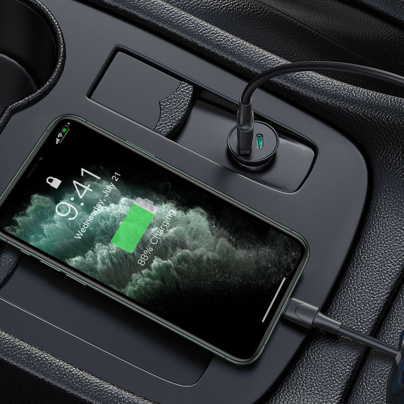 Baseus Circular Metal PPS Quick Charger Car Charger 30W(Support VOOC)