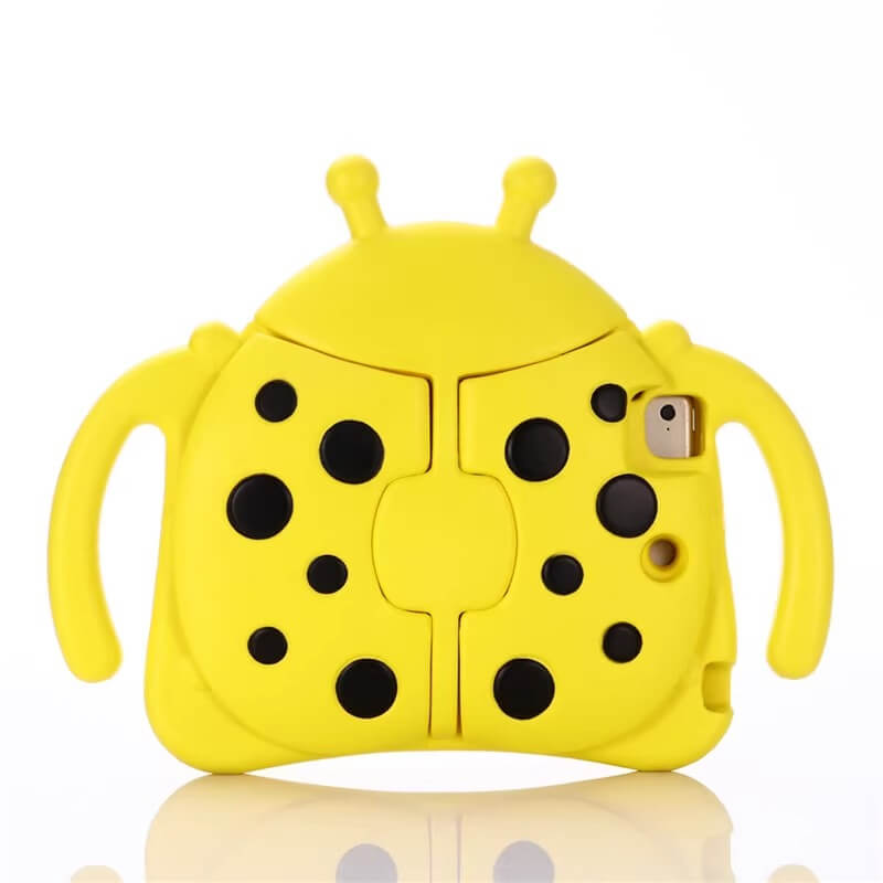iPad 6th 9.7 2018 Durable Cute Ladybug kickstand Case with Dual Handles