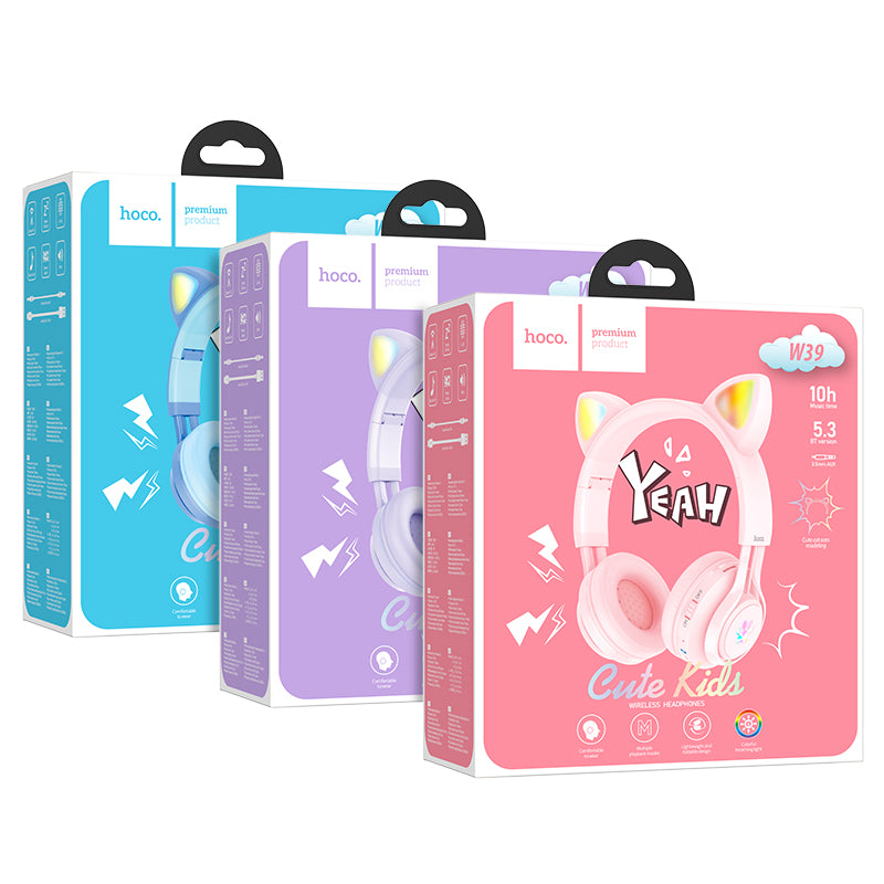hoco. Cat Ear Bluetooth Headphones for Girls and Kids Ages 3+ W39