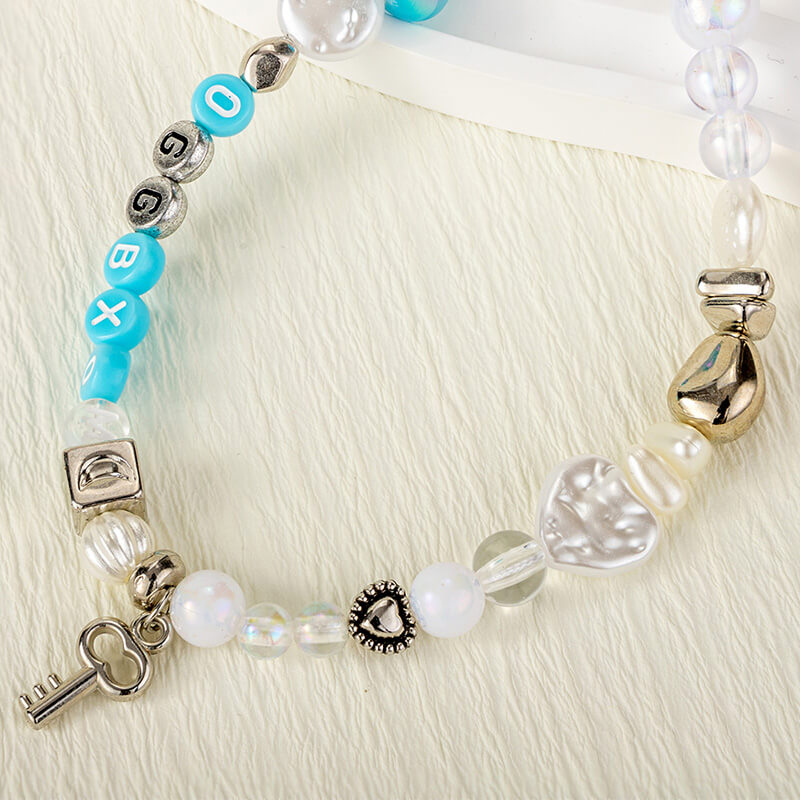 Mobie Letter Beads Phone Chain Anti-Drop Wrist Lanyard 19cm