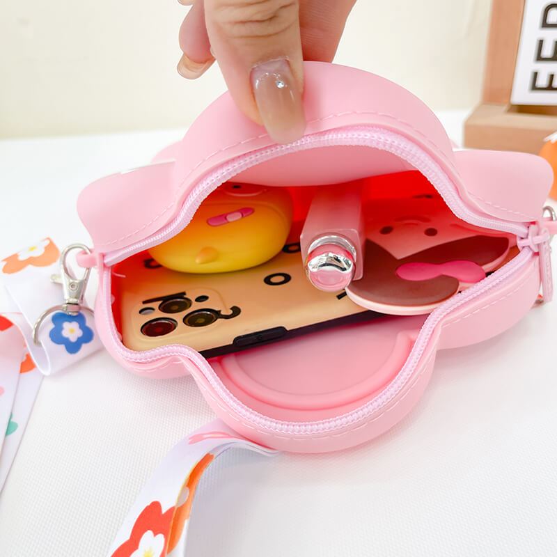 Flower Q Uncle Silicone Children's Crossbody Bags Phone Bag