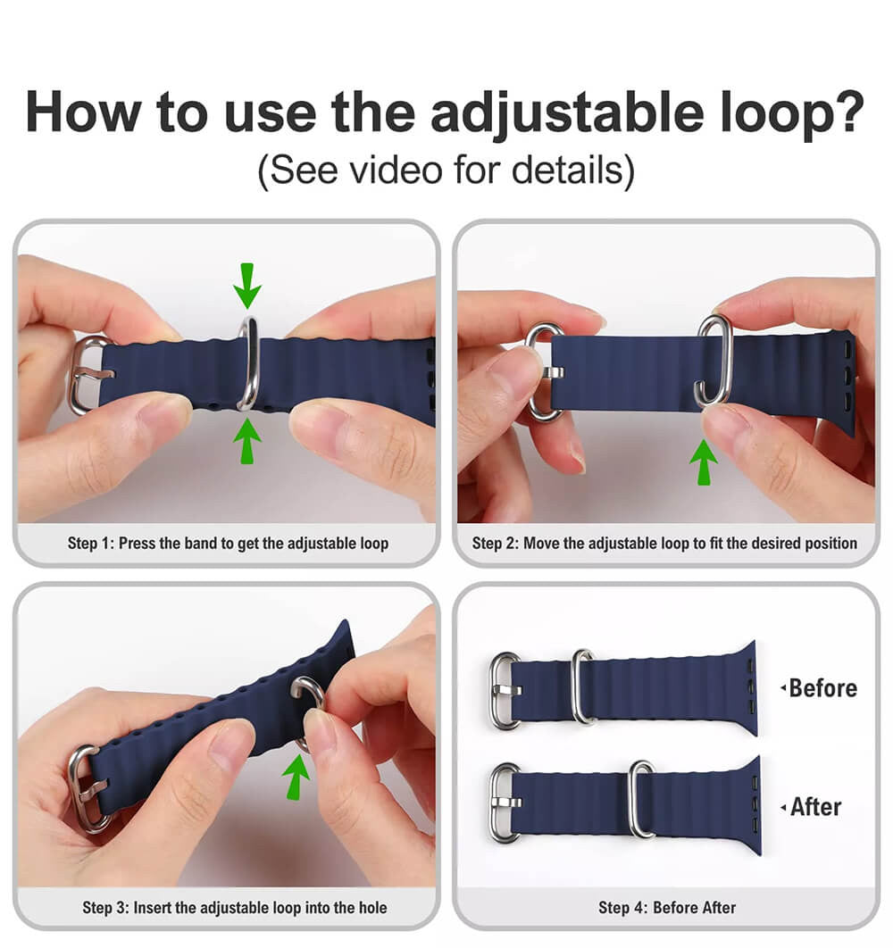 Mobie Marine Series Silicone Adjustable Clasp Apple Watch Band 42/44/45/46/49mm