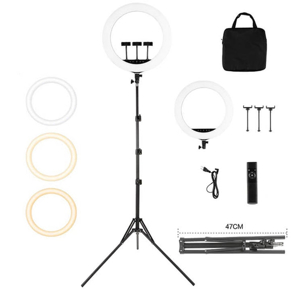 HQ 21 inch(53cm) LED Soft Ring Light with 1.9M Tripod Stand & 3 Phone Holders