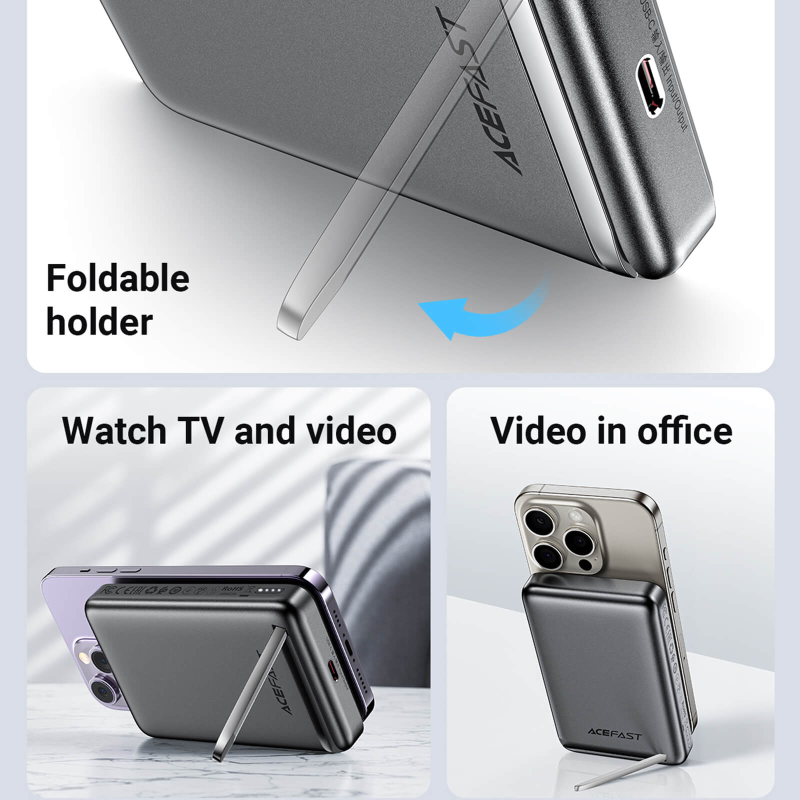 Acefast PD 20W 10000mAh Fast Charging Power Bank With Foldable Stand M6