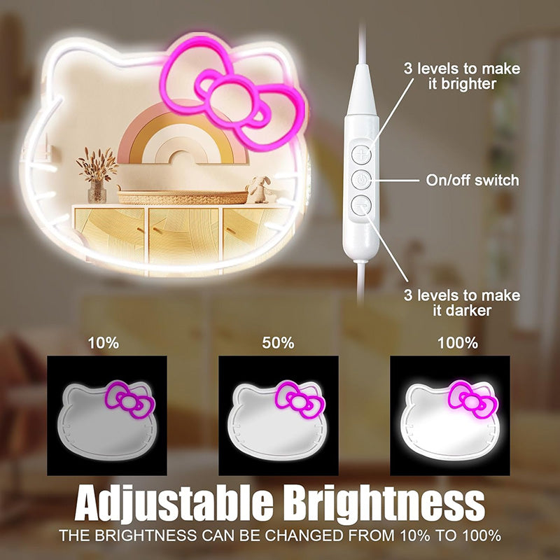 Mobie Hello Kitty Neon Light Mirror Acrylic Makeup Vanity Decor