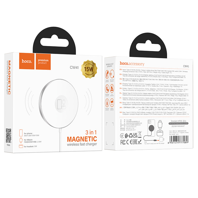 hoco Magnetic 3-in-1 15W Wireless Fast Charger CW41