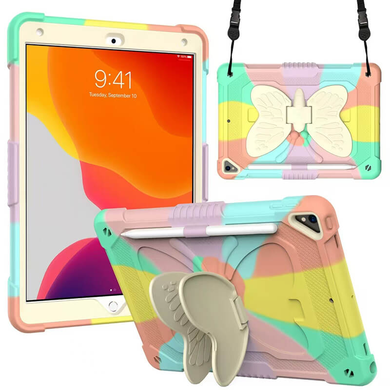 iPad 6th 9.7 2018 Three Layer Multipile Angles Butterfly Stand Case with Penslot