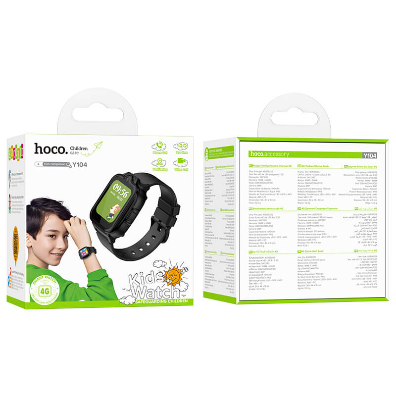 hoco. 4G GPS Tracking Video Call Kids Smart Watch Y104 for All Ages 4-16