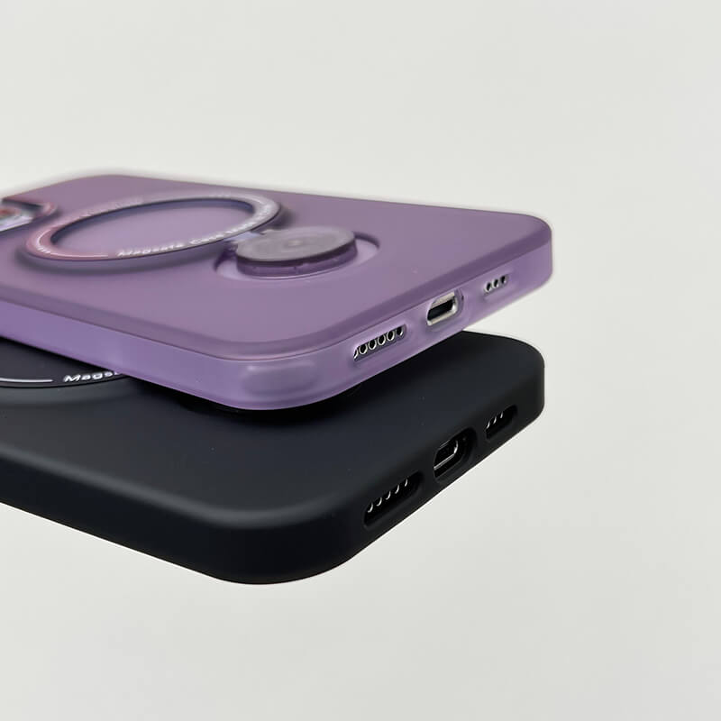 iPhone 13Pro Max Ring Holder Series Frosted Translucent Phone Case with 360 Magsafe