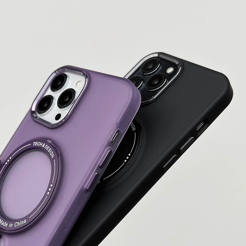 iPhone 13Pro Max Ring Holder Series Frosted Translucent Phone Case with 360 Magsafe