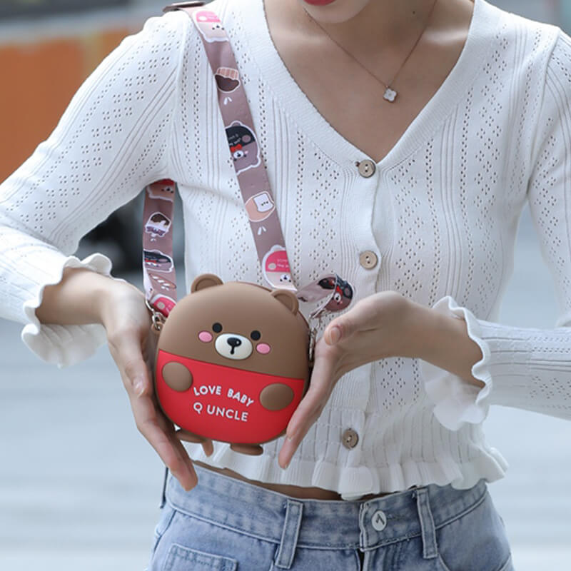 Little Bear Q Uncle Silicone Children's Crossbody Bags Coin Purse