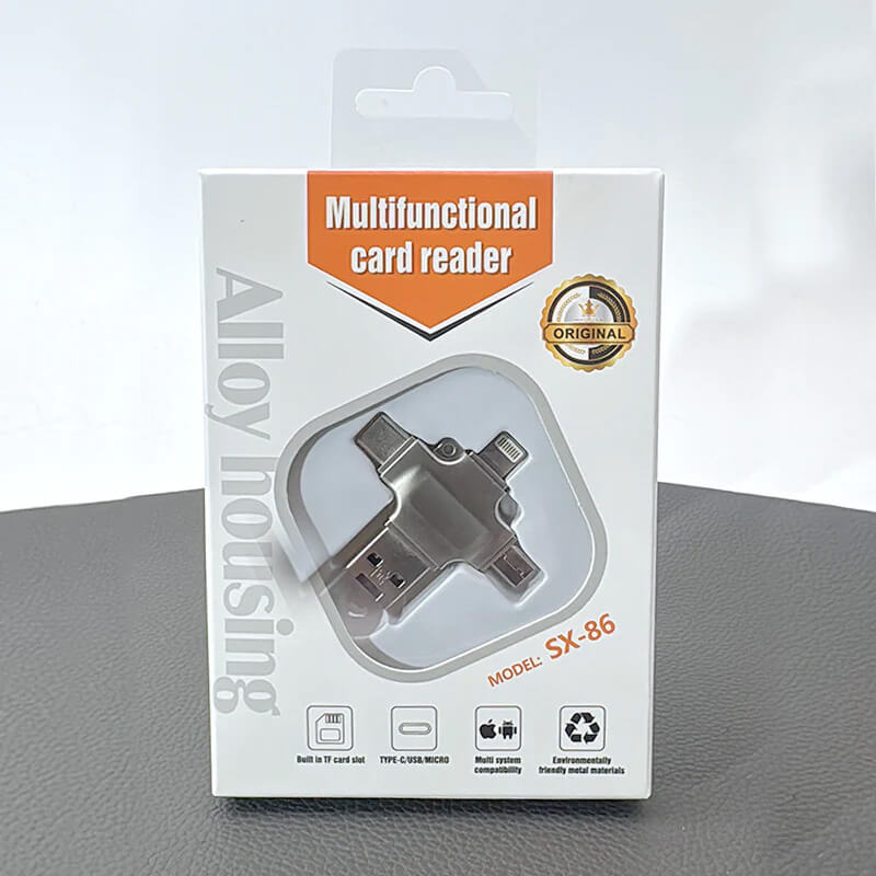 Mobie Universal Compatibility 4-in-1 Micro Lighting Type-C USB TF Card Reader SX86