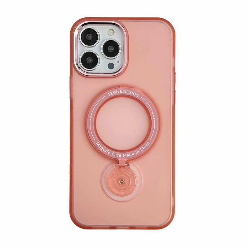 iPhone 14Pro Ring Holder Series Frosted Translucent Phone Case with 360 Magsafe