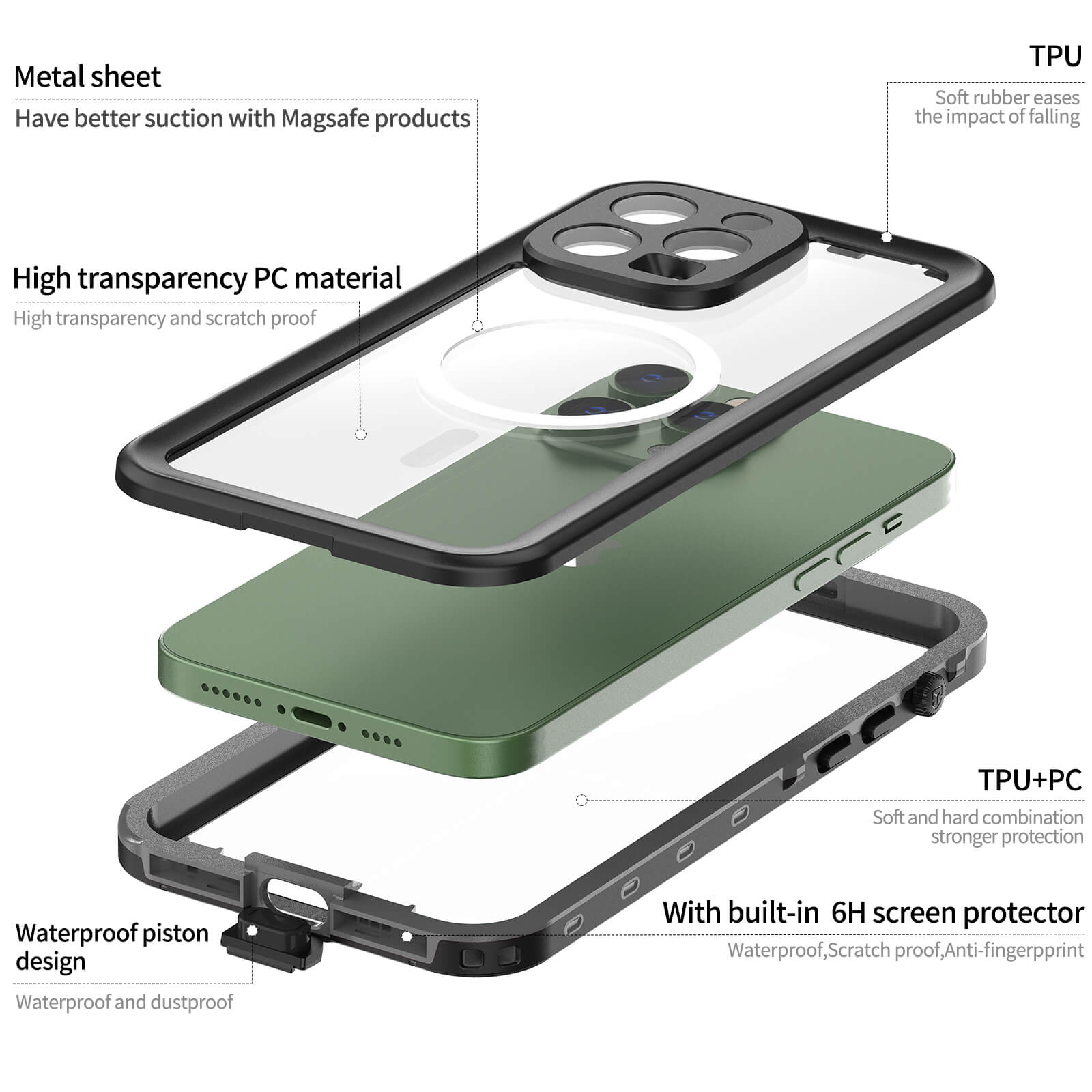 iPhone 15Plus Redpepper IP68 Waterproof Anti-Fall 2M Submersion Magsafe Ultimate Protection Case