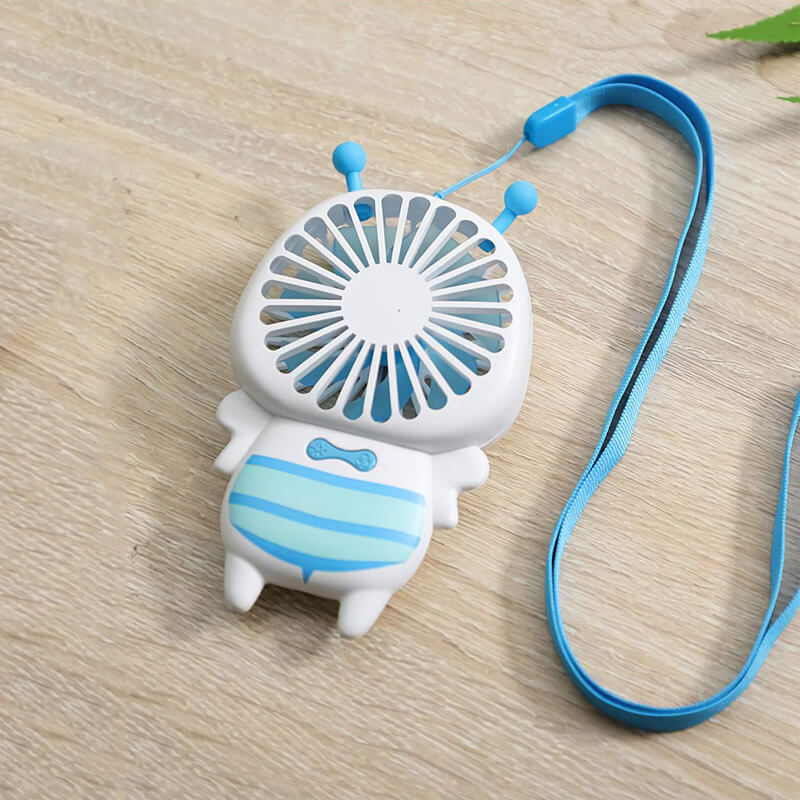 Mobie Portable Handheld Bee Mini Fan with Night Ligh & Lanyard