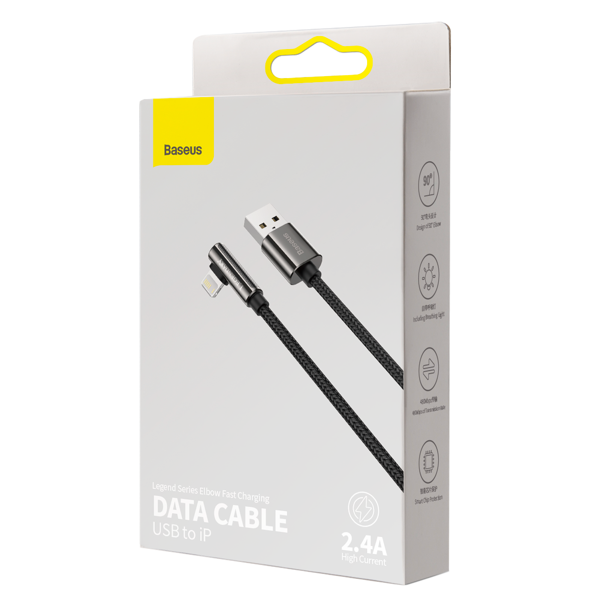 Baseus Legend Series Elbow Fast Charging Data Cable USB to iP 2.4A 1m Black
