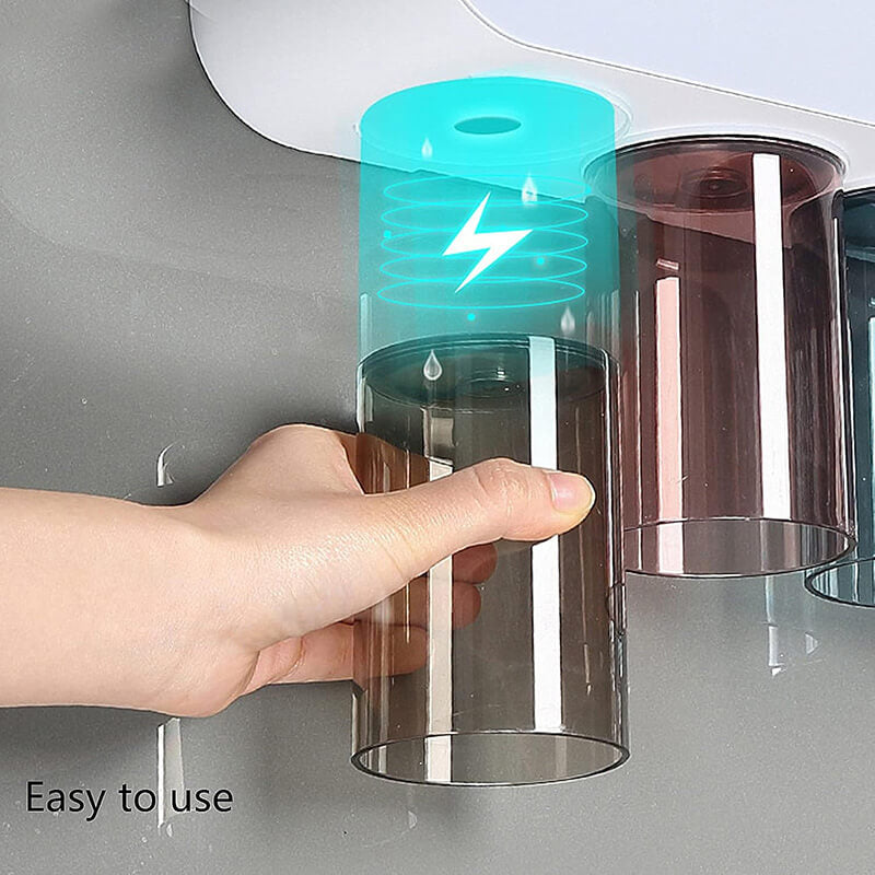Mobie Magnetic Toothbrush Holder with Cups Bathroom Organizer E2122