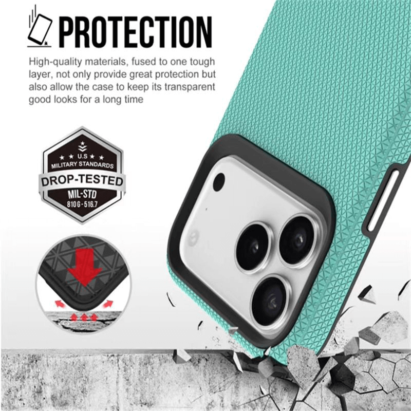 iPhone 17 Pro Max Military Shockproof TPU PC Dual Layer Triangle Magsafe Case
