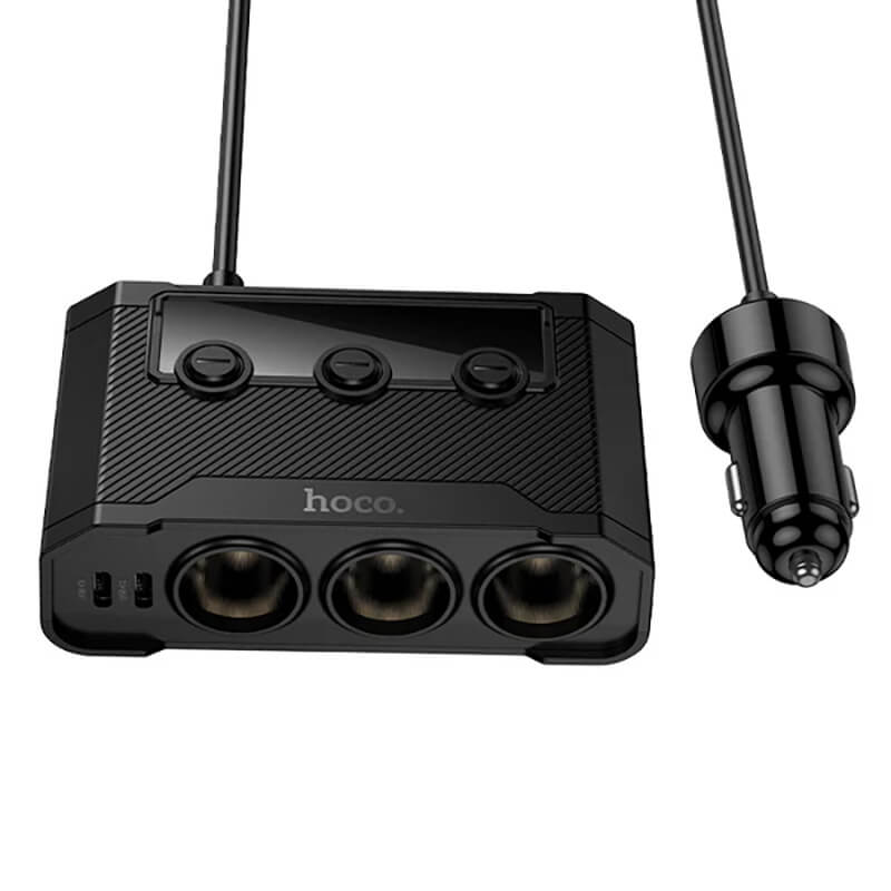 Hoco 240W 7-in-1 Voltage Display Car Power Splitter with 3 Sockets Z64