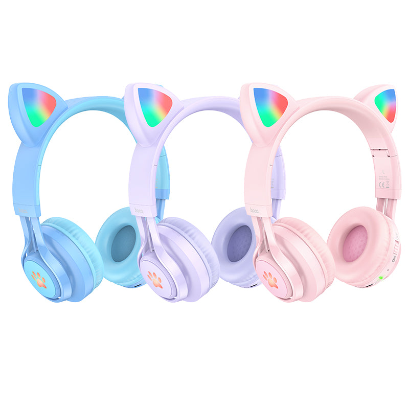 hoco. Cat Ear Bluetooth Headphones for Girls and Kids Ages 3+ W39