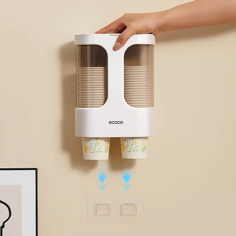 Mobie Wall Mounted Cup Holder for Hygienic Storage and One Handed Dispensing E1907