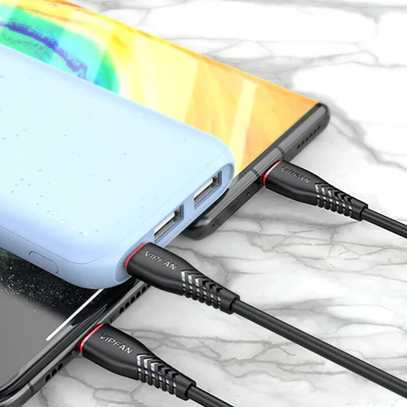 VFAN 3 in 1 USB to Micro Type-C Lightning Charging Data Cable 1.2m X1