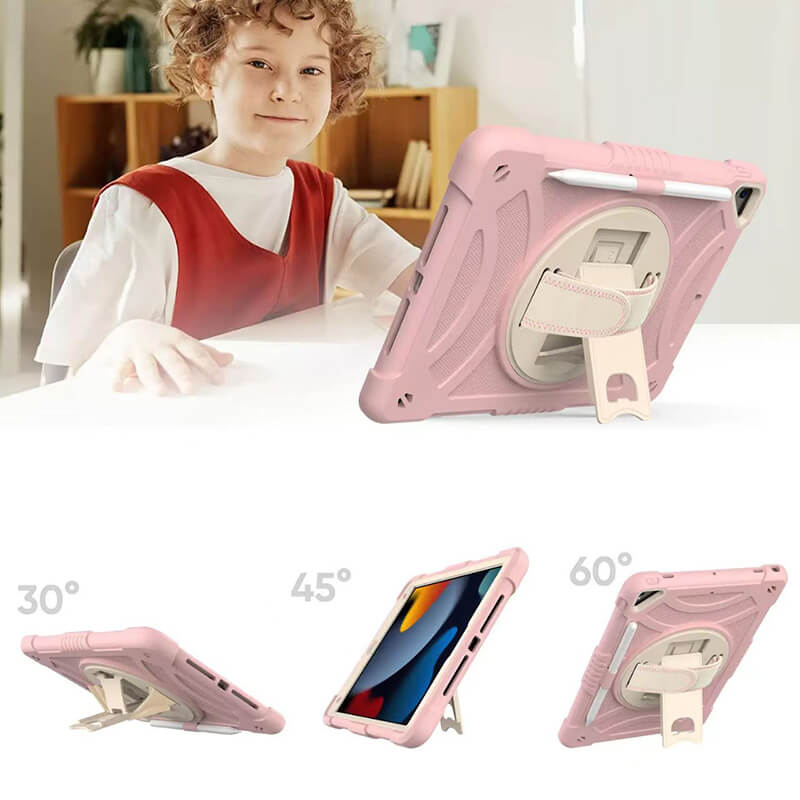 iPad Pro 10.5 2017 Three Layer Protection 360° Rotatable Grip Case with Stand and Penslot