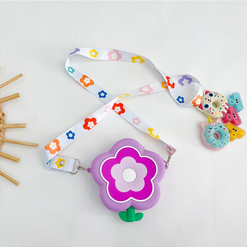 Little Flower Q Uncle Silicone Children's Crossbody Bags Coin Purse