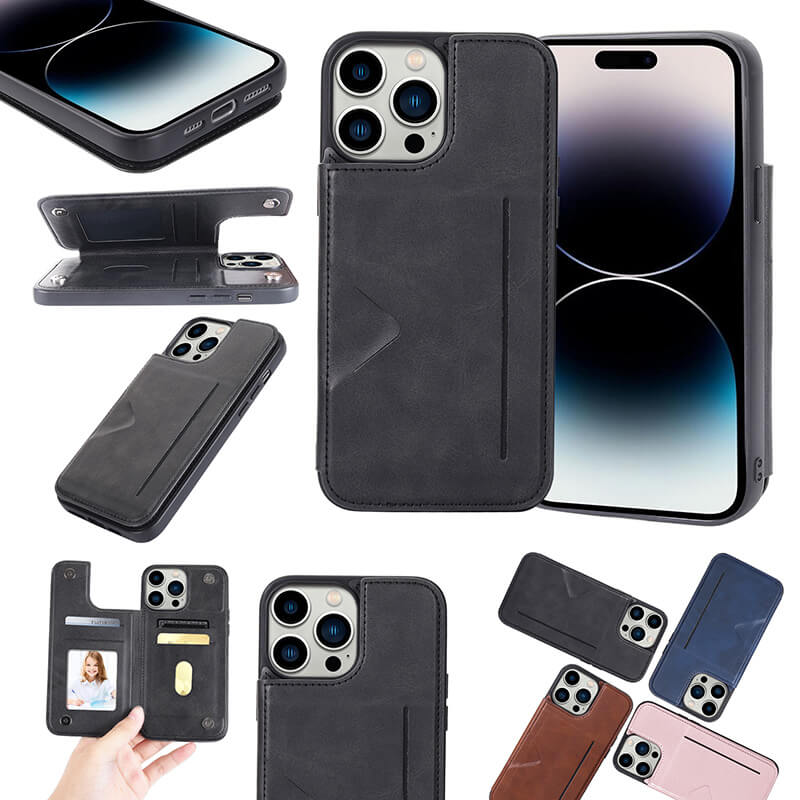 iPhone 16 Pro Mika Series PU Leather Wallet Stand Case with Magnetic Close