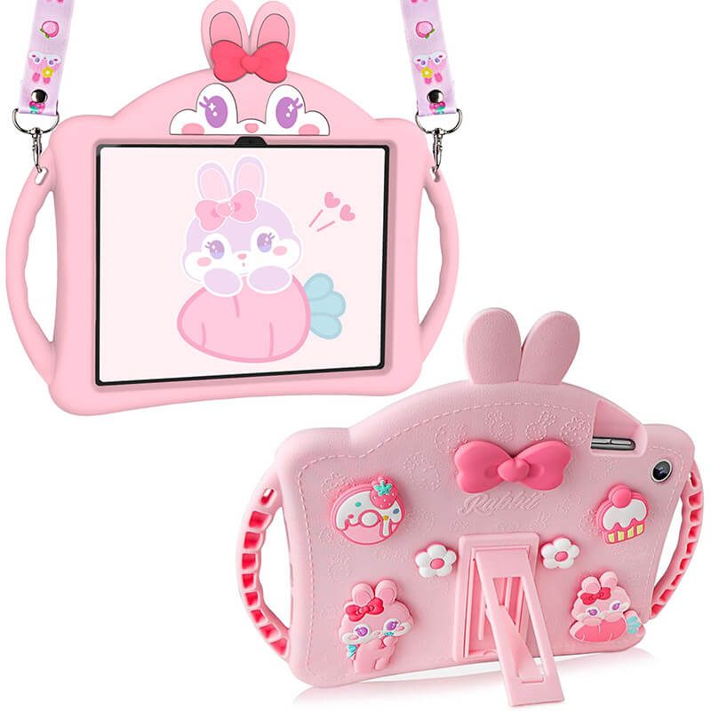 iPad 9th 10.2 2021 Cute Rabbit Protection Case with Foldable Kickstand