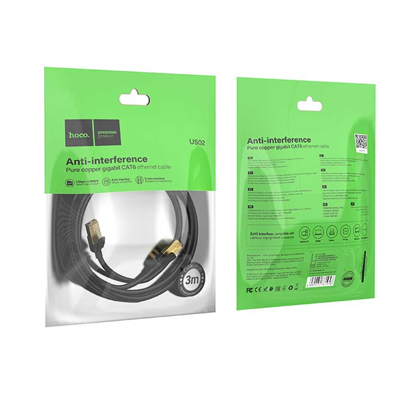 hoco 8-Core Pure Copper Gigabit High-Speed Ethernet Cable 3m US02