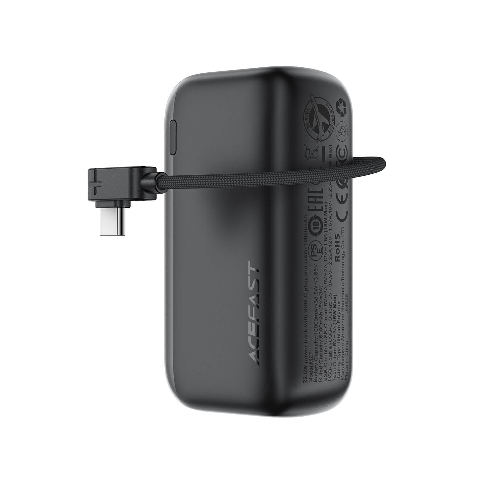 Acefast PD 22.5W Fast Charging 10000mAh Power Bank with Built in USB-C Cable M27