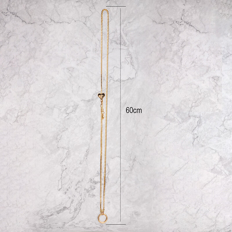 Gold Heart Charm Adjustable Phone Lanyard Neck Strap 60cm