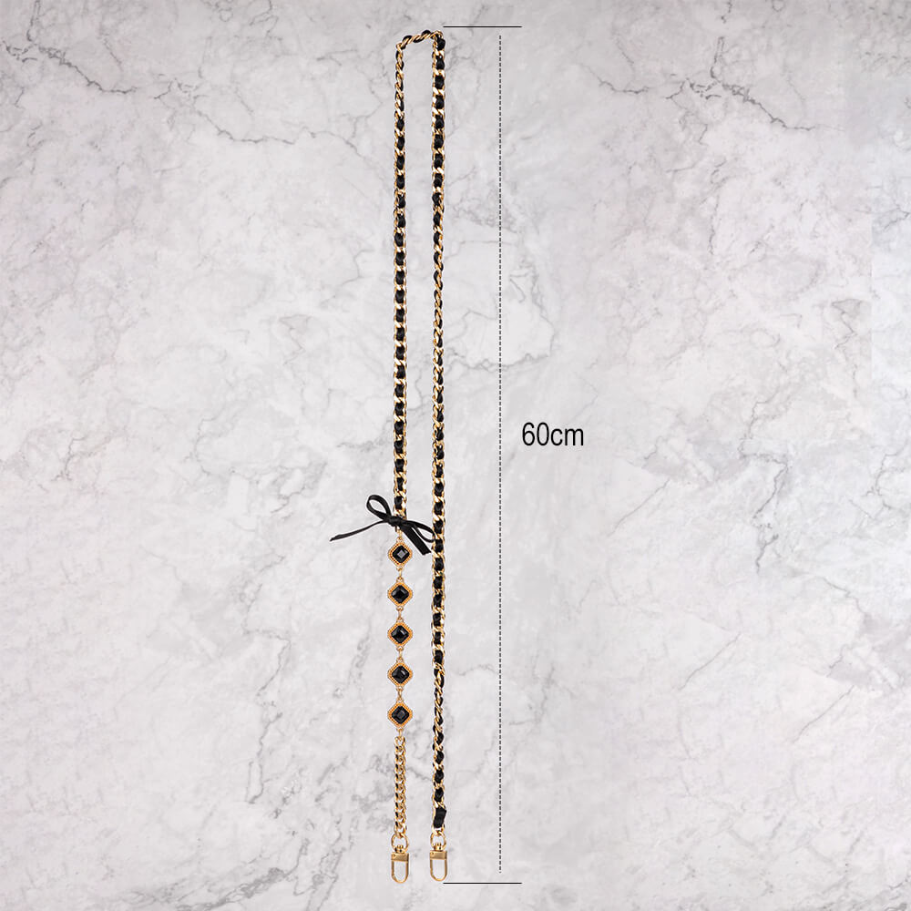 Mobie Gold Black Crystal Phone Lanyard Chain Neck Strap 60cm