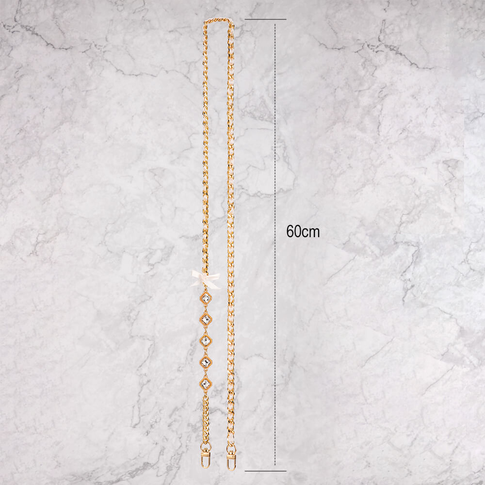 Mobie Gold White Crystal Phone Lanyard Chain Neck Strap 60cm