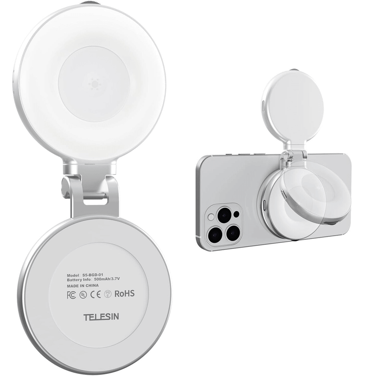 Telesin Portable Magnetic Ring Light with Makeup Mirror for Vloggers and Selfies C03