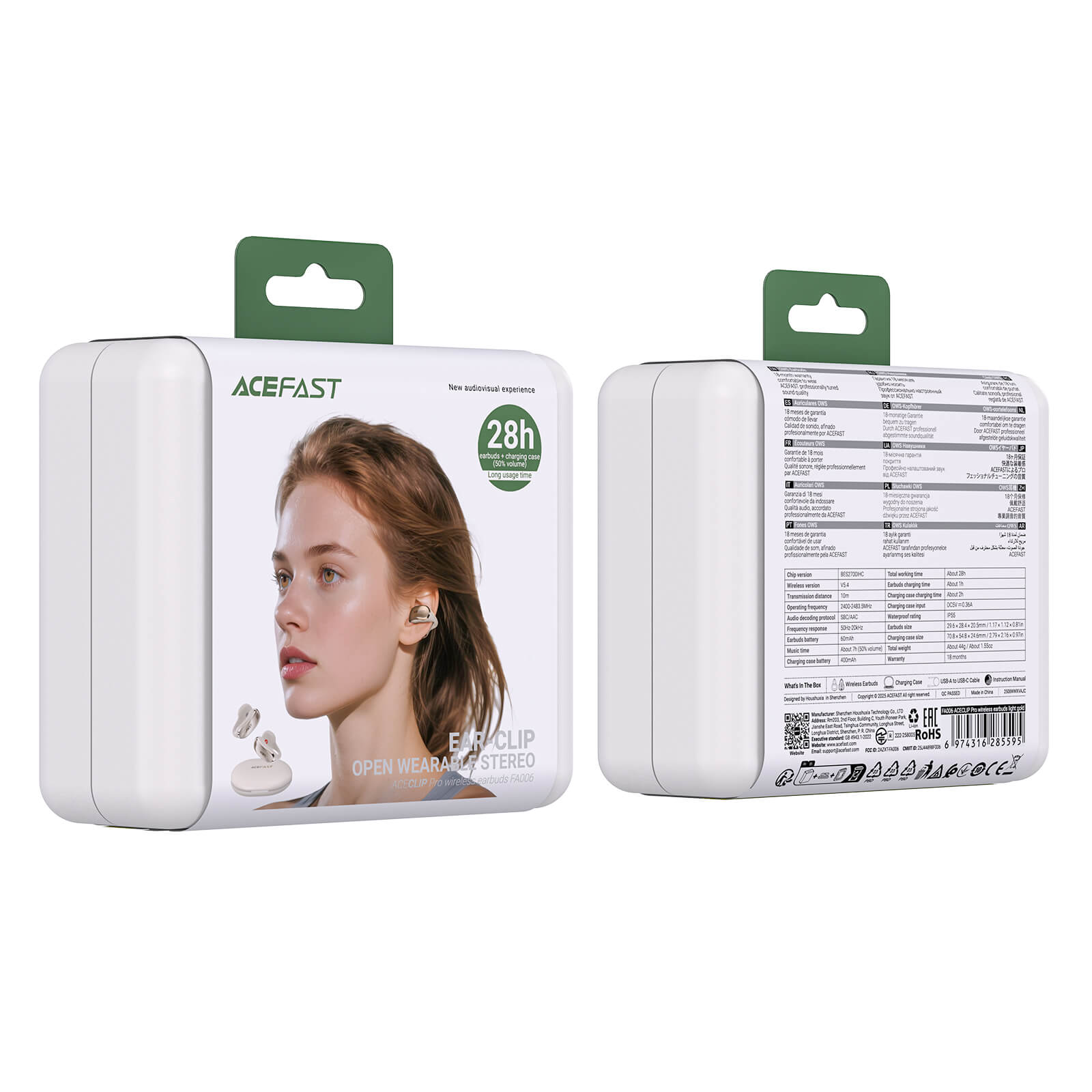 Acefast Open Ear Wireless Earphones 35H Playtime IP55 Sweatproof FA006