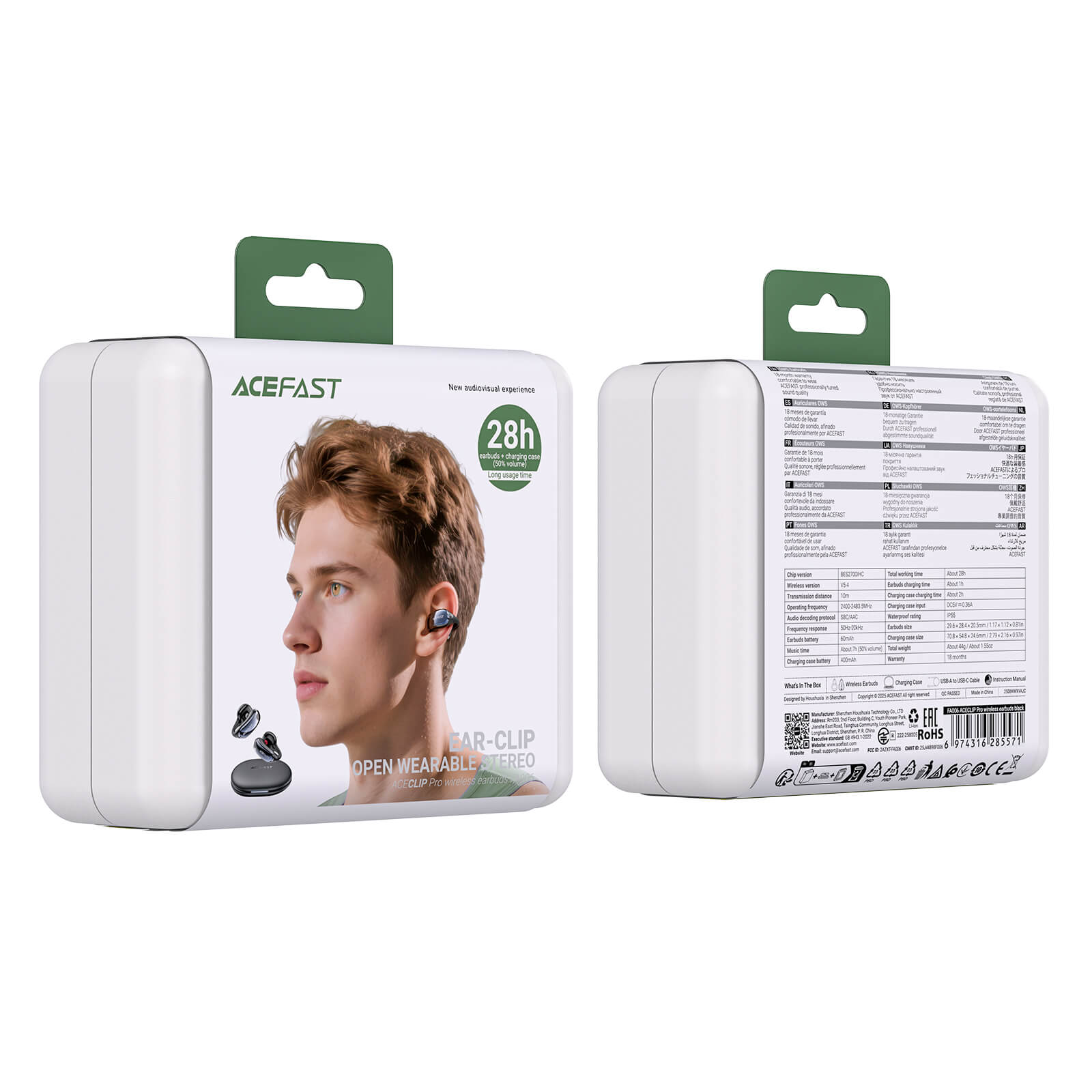 Acefast Open Ear Wireless Earphones 35H Playtime IP55 Sweatproof FA006