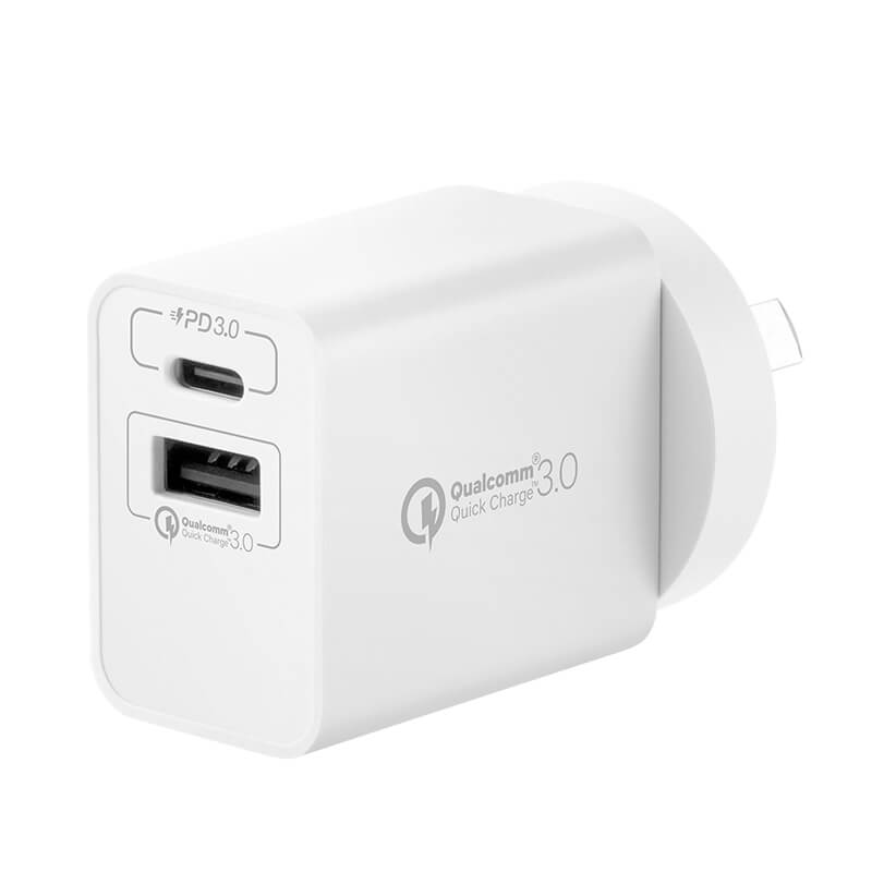 Momax 20W QC3.0+USB-C PD Wall Charger Dual Output USB-C PD & USB-A UM13