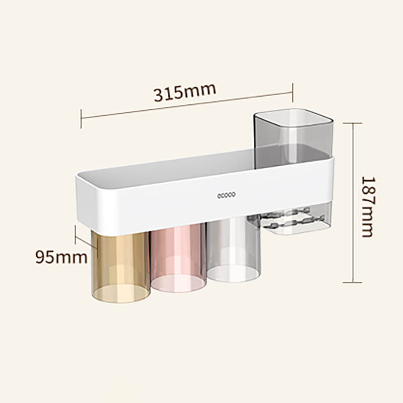 Mobie Wall Mount Toothbrush Holder with 3 Magnetic Cups E25042