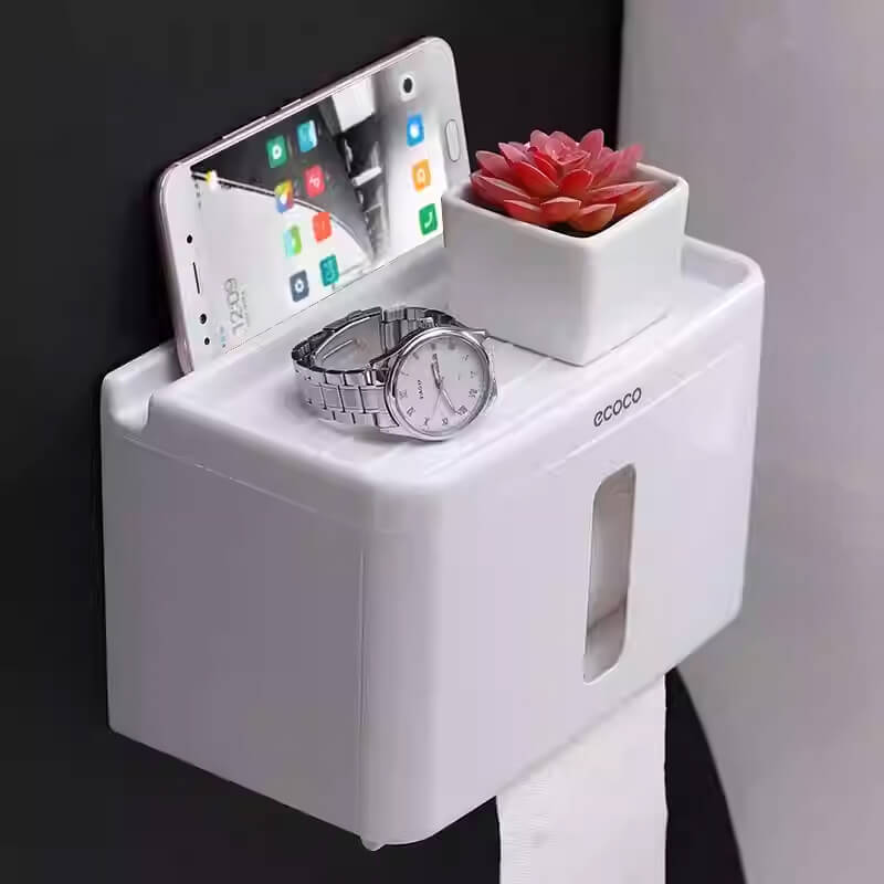 Mobie Multi Function Wall Mounted Tissue Box with Storage Tray E1613