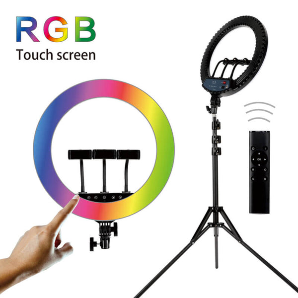 HQ 18 inch(46cm) RGB Ring Light with 1.9M Tripod Stand & 3 Phone Holders