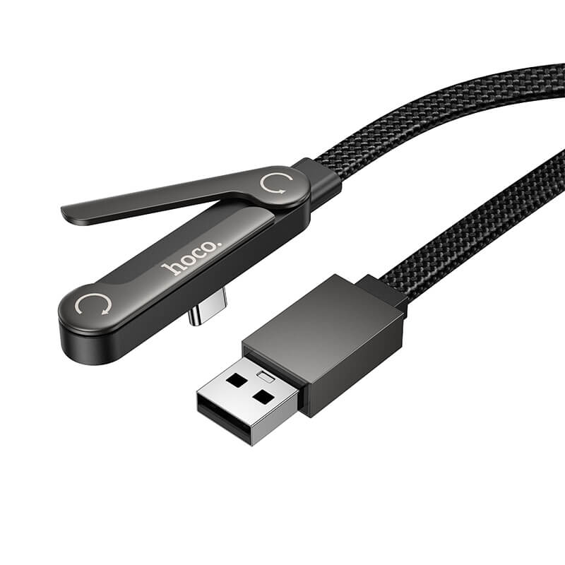 Hoco Type-C to USB-A Nylon Braided Cable with Foldable Phone Stand 1.2m U150