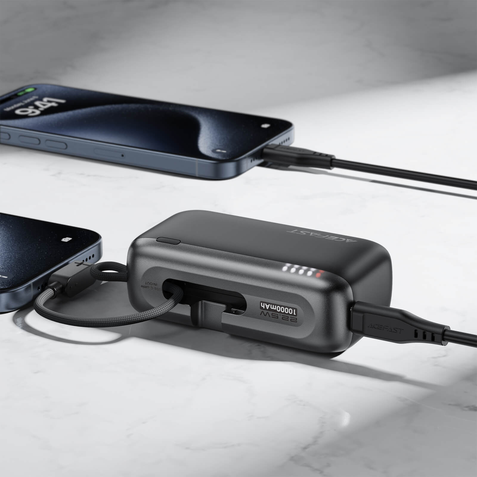 Acefast PD 22.5W Fast Charging 10000mAh Power Bank with Built in USB-C Cable M27