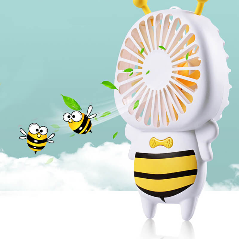 Mobie Portable Handheld Bee Mini Fan with Night Ligh & Lanyard