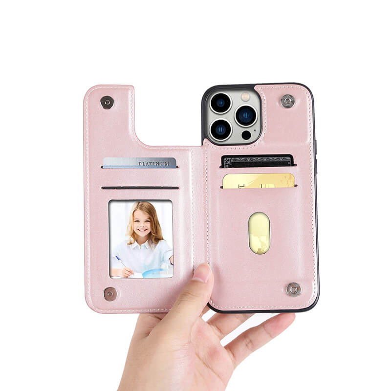 iPhone 16 Pro Mika Series PU Leather Wallet Stand Case with Magnetic Close